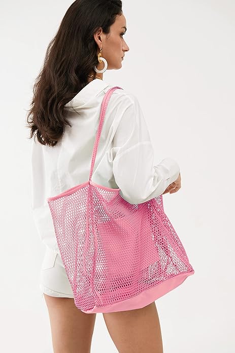 Mesh Beach Tote, Womens Shoulder Handbag, Beach Bag Mesh Beach Tote, Womens Shoulder Handbag, Beach Bag
